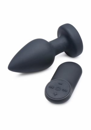 Silicone Vibrating LED Plug - Medium - Black - Afbeelding 1