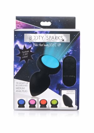 Silicone Vibrating LED Plug - Medium - Black - Afbeelding 2