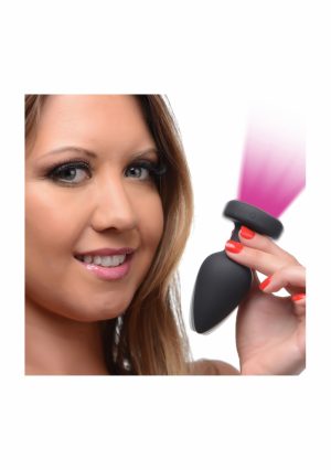 Silicone Vibrating LED Plug - Medium - Black - Afbeelding 4