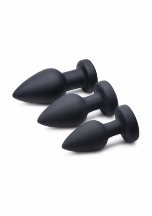 Silicone Vibrating LED Plug - Medium - Black - Afbeelding 5