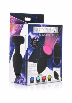 Silicone Vibrating LED Plug - Medium - Black - Afbeelding 7