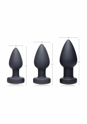 Silicone Vibrating LED Plug - Medium - Black - Afbeelding 9