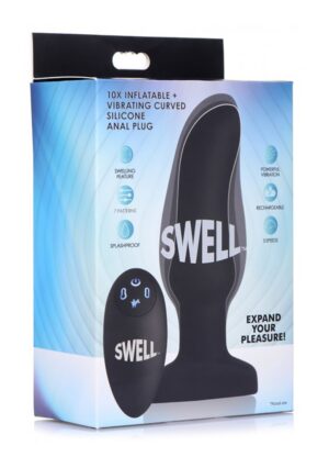10X Inflatable + Vibrating Curved Silicone Anal Plug - Afbeelding 2