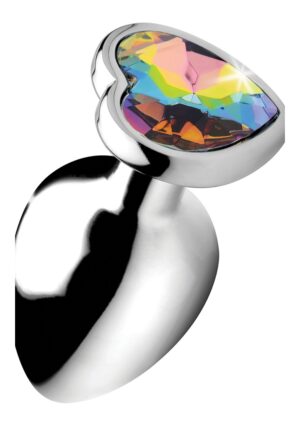 Rainbow Prism Heart Anal Plug - Large - Silver - Afbeelding 1