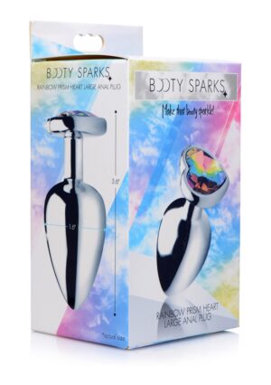 Rainbow Prism Heart Anal Plug - Large - Silver - Afbeelding 2