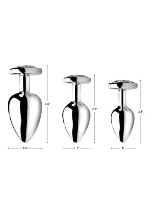 Rainbow Prism Heart Anal Plug - Large - Silver - Afbeelding 5