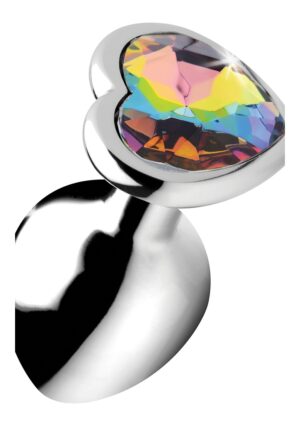 Rainbow Prism Heart Anal Plug - Medium - Silver - Afbeelding 1