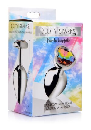 Rainbow Prism Heart Anal Plug - Medium - Silver - Afbeelding 2