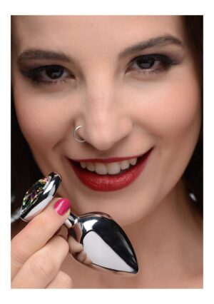 Rainbow Prism Heart Anal Plug - Medium - Silver - Afbeelding 3