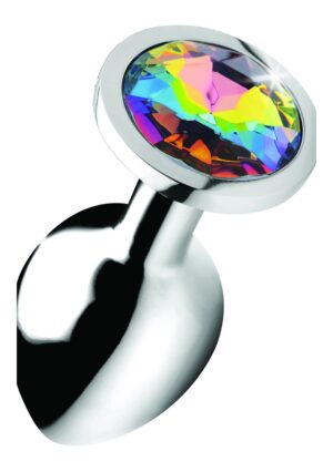 Rainbow Prism Gem Anal Plug - Medium - Silver - Afbeelding 1