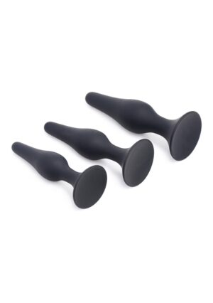 Triple Spire Tapered Silicone Anal Trainer Set of 3 - Black - Afbeelding 1
