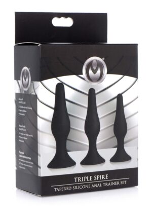 Triple Spire Tapered Silicone Anal Trainer Set of 3 - Black - Afbeelding 2