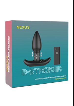 B-STROKER Remote Unisex Massager with Rimming Beads - Black - Afbeelding 2
