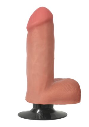 6 Inch Vibrating Dong with Balls - Flesh - Afbeelding 1