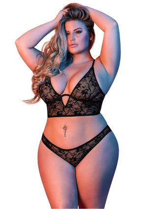 Underwire Bralette & Panty Set - Black - L/ XL - Afbeelding 2