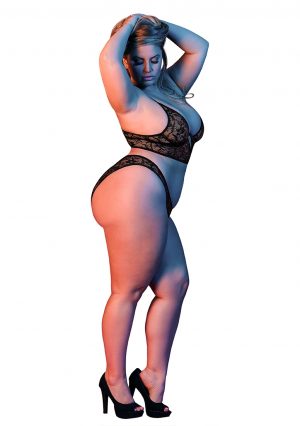 Underwire Bralette & Panty Set - Black - L/ XL - Afbeelding 7