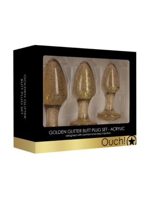 Acrylic Goldchip Butt Plug Set - Gold - Afbeelding 2