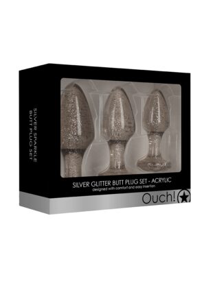 Acrylic Silverchip Butt Plug Set - Silver - Afbeelding 2