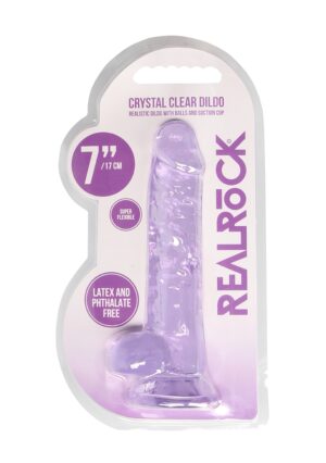7" / 17 cm Realistic Dildo with Balls Purple - Afbeelding 2