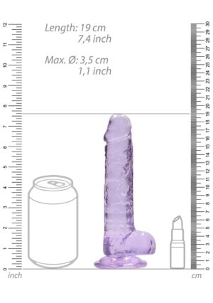 7" / 17 cm Realistic Dildo with Balls Purple - Afbeelding 3