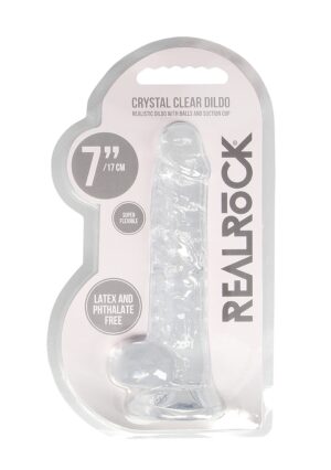 7" / 17 cm Realistic Dildo with Balls Transparent - Afbeelding 2
