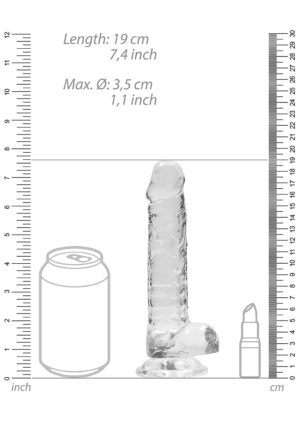 7" / 17 cm Realistic Dildo with Balls Transparent - Afbeelding 3