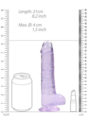 8" / 19 cm Realistic Dildo with Balls Purple - Afbeelding 3