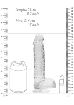 8" / 19 cm Realistic Dildo with Balls Transparent - Afbeelding 3