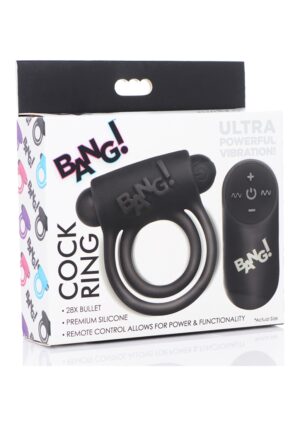 Silicone Cock Ring & Bullet with Remote Control - Black - Afbeelding 2