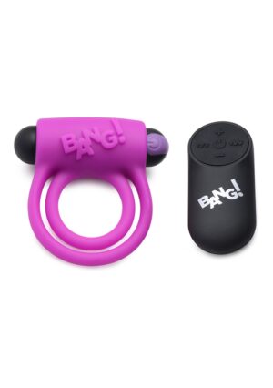 Silicone Cock Ring & Bullet with Remote Control - Purple - Afbeelding 1