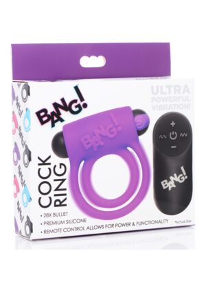 Silicone Cock Ring & Bullet with Remote Control - Purple - Afbeelding 2