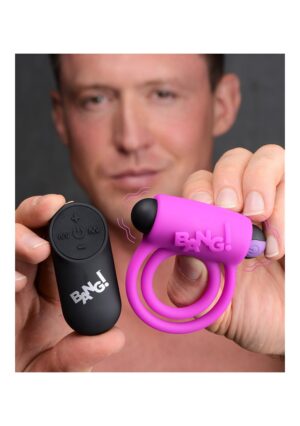 Silicone Cock Ring & Bullet with Remote Control - Purple - Afbeelding 5