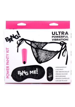 Power Panty Lace Panties. Bullet. & Blindfold Kit - Pink - Afbeelding 2