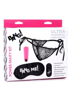 Power Panty Lace Panties. Bullet. & Blindfold Kit - Pink - Afbeelding 6