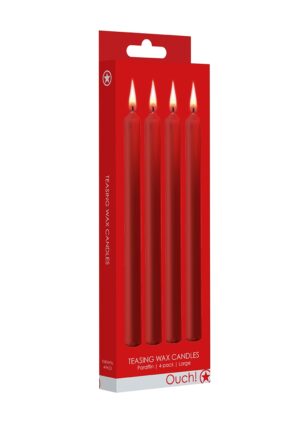 Teasing Wax Candles Large - Parafin - 4-pack - Red - Afbeelding 2