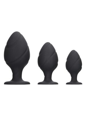Swirled Butt Plug Set - Black - Afbeelding 1