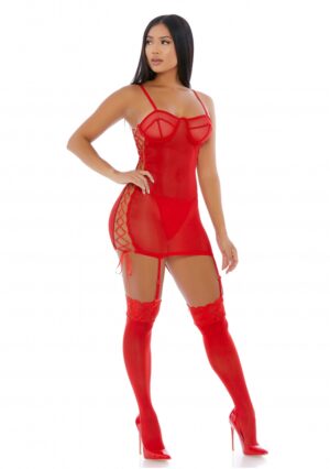 Ring It On Chemise Set - Red - S - Afbeelding 3