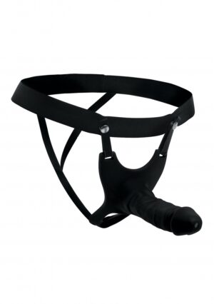 SM Hollow Silicone Dildo Strap-On - Black - Afbeelding 1