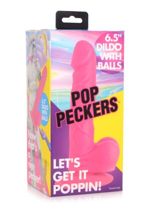 POP 6.5" Dildo with Balls - Pink - Afbeelding 2