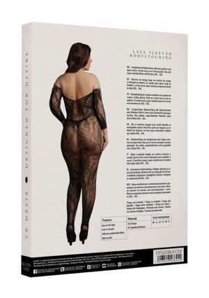 Lace Sleeved Bodystocking - Black - OSX - Afbeelding 4