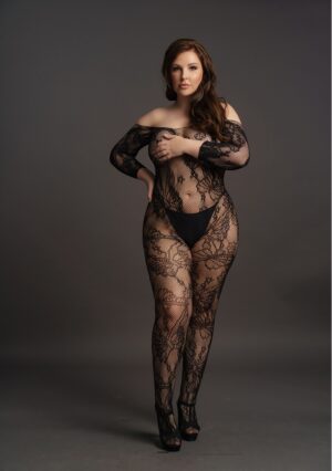 Lace Sleeved Bodystocking - Black - OSX - Afbeelding 5