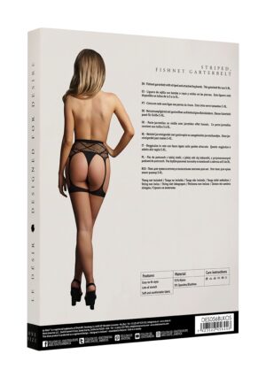 Striped - fishnet garterbelt - Black - O/S - Afbeelding 5