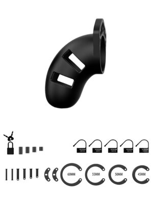 Model 20 - Chastity - 3.5" - Silicone Cock Cage - Black - Afbeelding 5