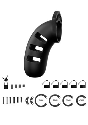 Model 21 - Chastity - 4.5" - Silicone Cock Cage - Black - Afbeelding 5