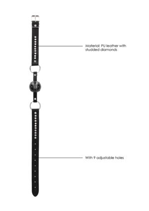 Breathable Ball Gag - with Diamond Studded Straps - Black - Afbeelding 5