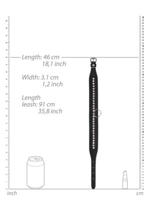 Diamond Studded Collar With Leash - Black - Afbeelding 2