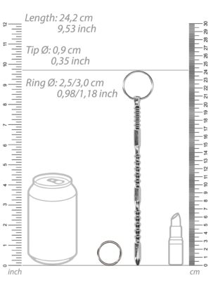 Urethral Sounding - Metal Ribbed Dilator With Ring - Afbeelding 3