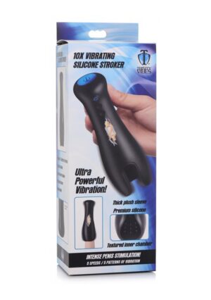 10X Vibrating Silicone Stroker - Black - Afbeelding 2