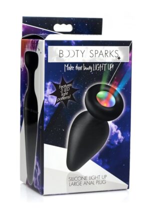 Silicone Light-Up Large Anal Plug - Black - Afbeelding 2