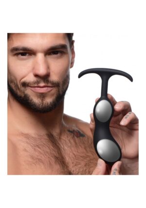Premium Silicone Weighted Prostate Plug - Large - Black - Afbeelding 3